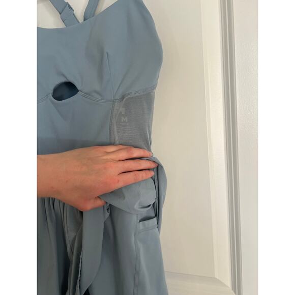 Popflex Blogilates Runsie Running Romper with Pockets and mesh in Blue Storm, M - Picture 6 of 12